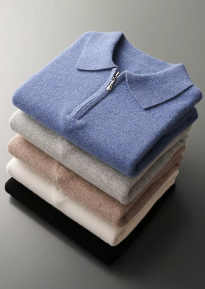 WOOL HALF ZIP POLO