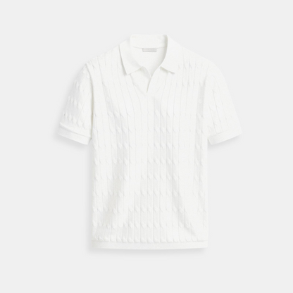 Premium V-Neck Cable Knit Polo